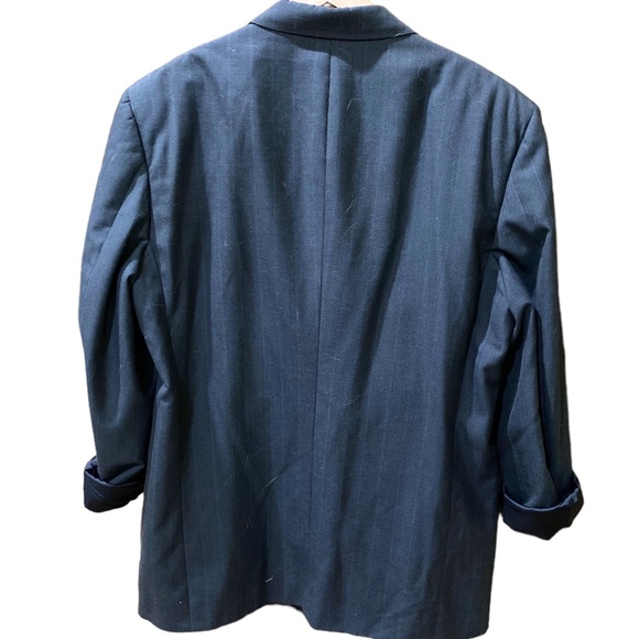 Vintage Kuppenheimer Oversize Boyfriend Double Breasted Blue Stripe Blazer - Picture 8 of 16